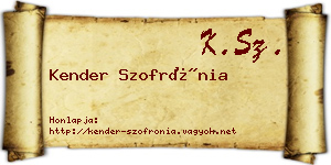 Kender Szofrónia névjegykártya